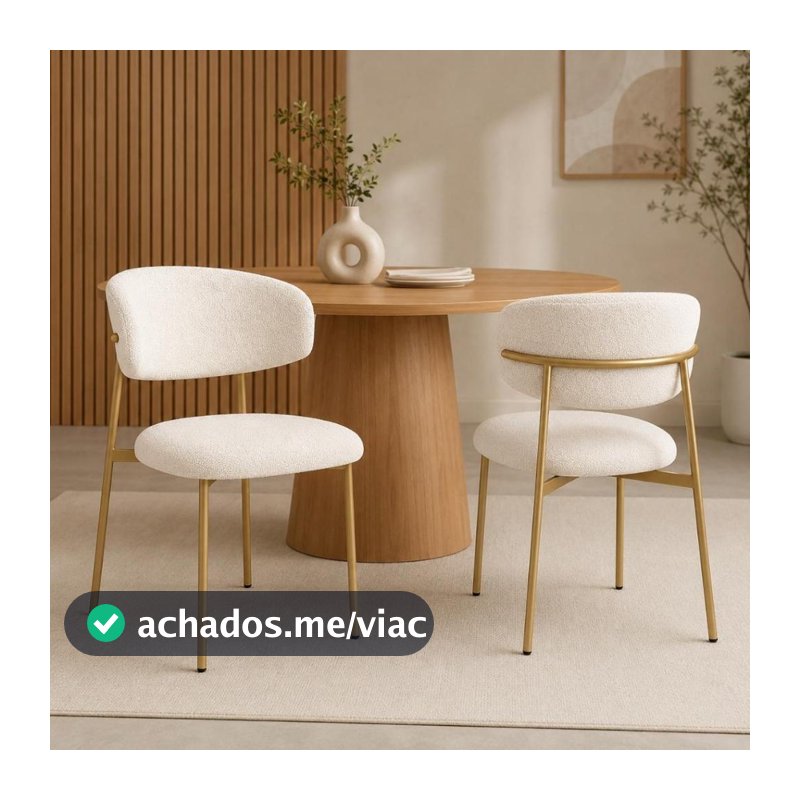 Kit 2 Cadeiras para Sala de Jantar Moderna em Courino ou Bouclê Premium | Base em Aço Carbono Reforçado | Elegante luxo
