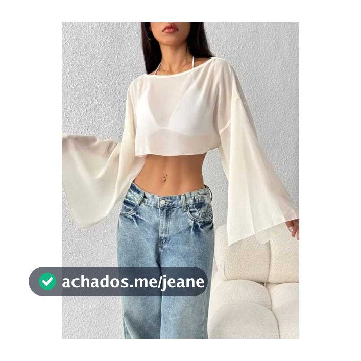 Cropped tule transparente manga flare manga Longa aberta noite balada festa