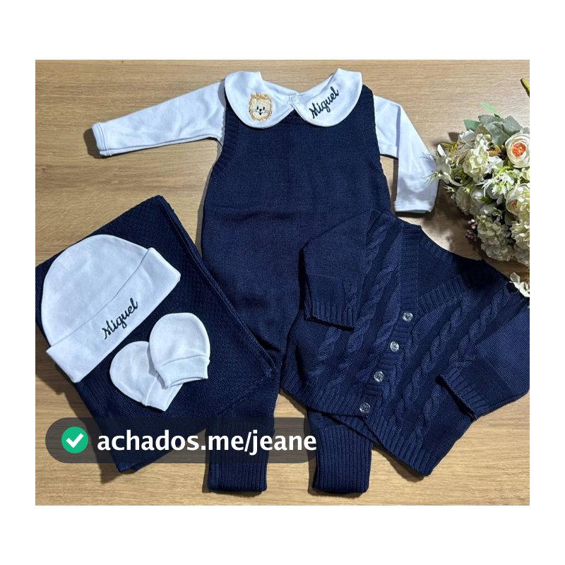Saída Maternidade Conjunto Personalizado Tricot 6 peças bebê menina menino