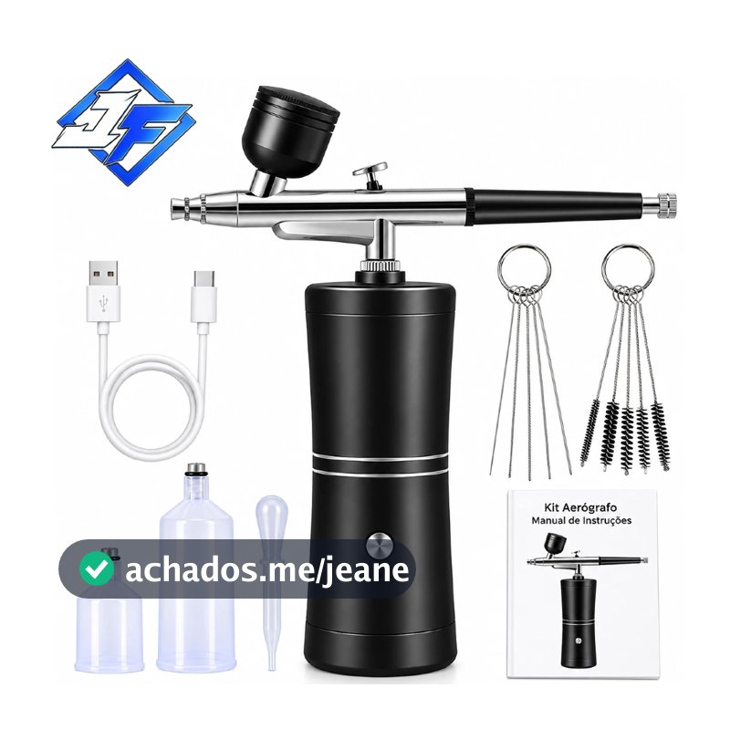 Aerógrafo Portátil com Mini Compressor - Para Unhas, Bolo, Maquiagem e Cabelo, Profissional e Recarregável