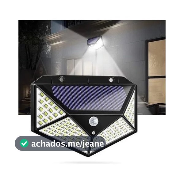 Luminária Solar 100 Led Com Sensor Jardim Externa Prova D'água