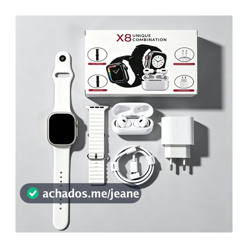 kit Smartwatch Relógio Inteligente 2026 Novo X8 2.2 Polegadas Para iOS Android Completo 6 Em 1 i13 TWS/Carregador