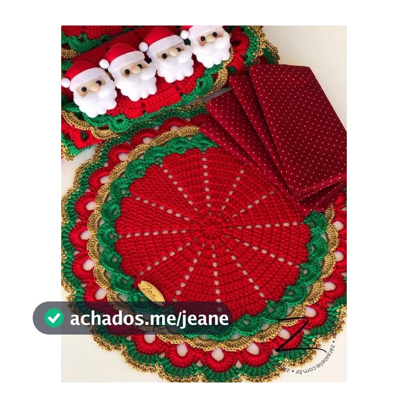 sousplat ou lugar americano em crochê produzindo a mão para mesa posta tema natalino para compor seu natal valor unidade