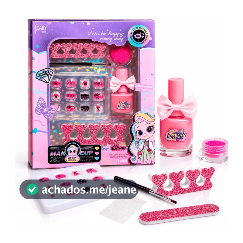 Kit Maquiagem e Manicure Infantil Completo Menina Esmalte Postiço Brinquedo
