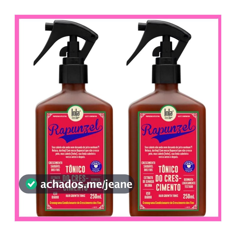 Kit 2 Tônicos Rapunzel Lola Cosmetics 250ml – Crescimento Acelerado e Fios Mais Fortes