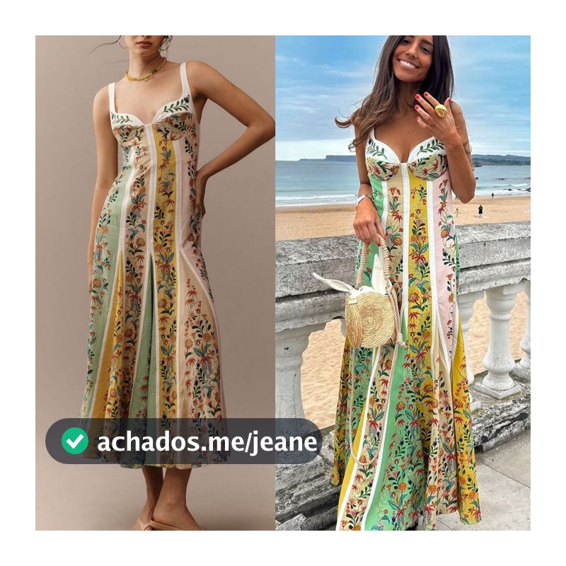 Vestido soltinho com zíper e estampa, ideal para férias