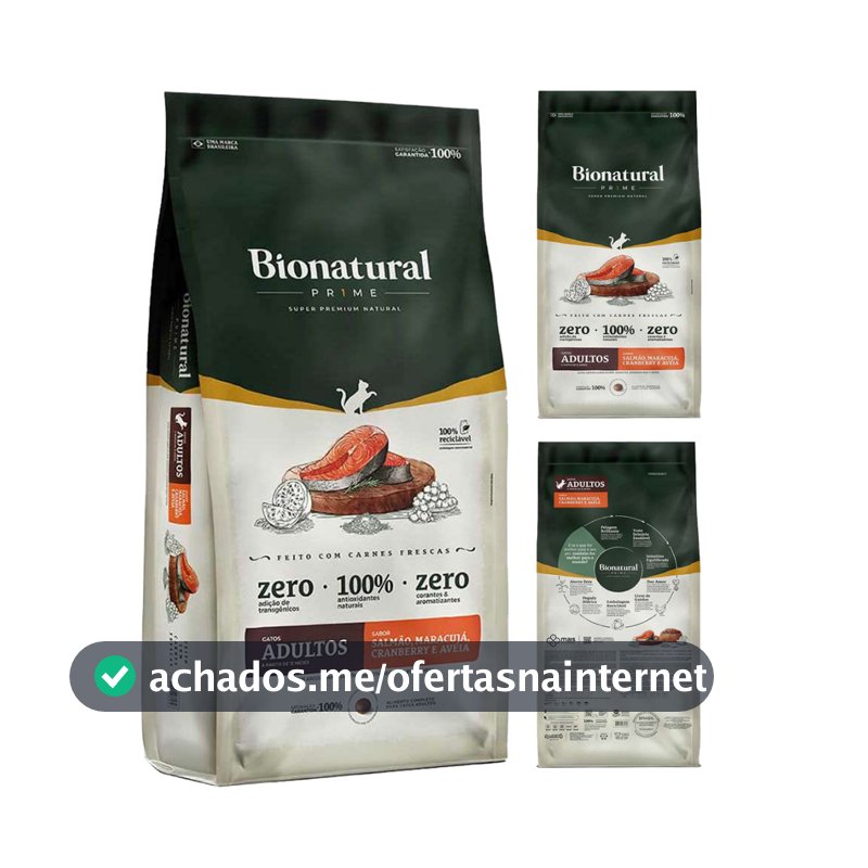 Ração Bionatural Prime para Gatos Adultos sabor Salmão 20 KG