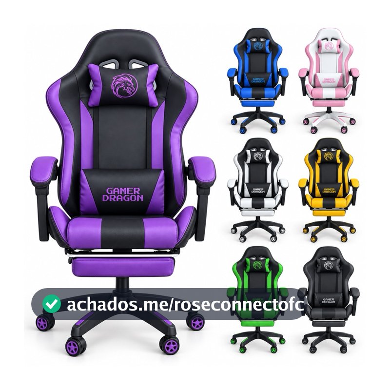 Cadeira Gamer Ergonômica Reclinável Giratória Ajuste Altura Escritório DG-02 Apoio Pés