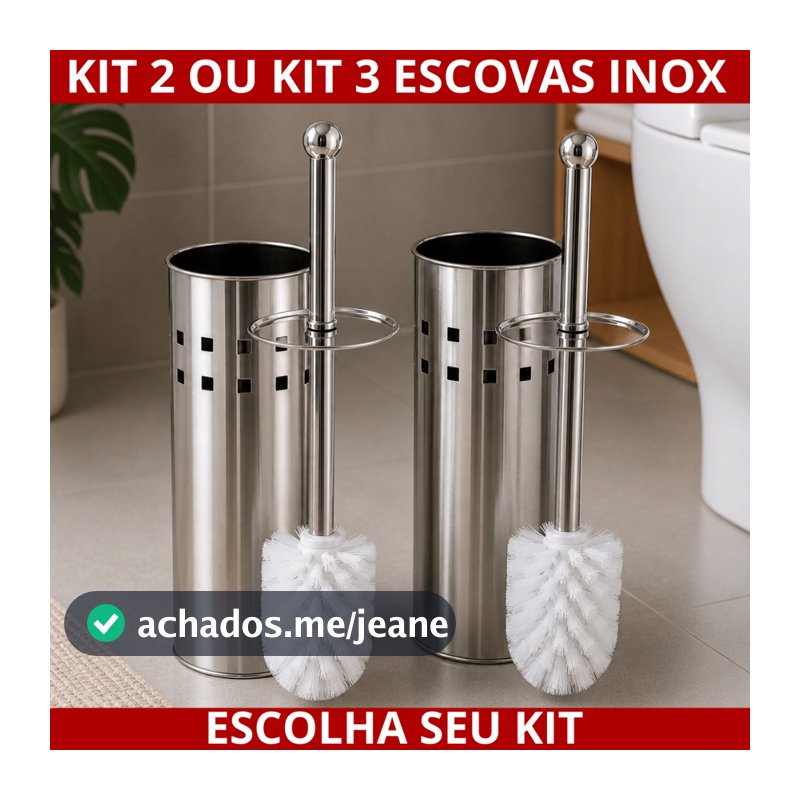 Escova Sanitária De Inox 1/2/3 Com Suporte Limpa Vaso Privada Banheiro Não Enferruja Escova