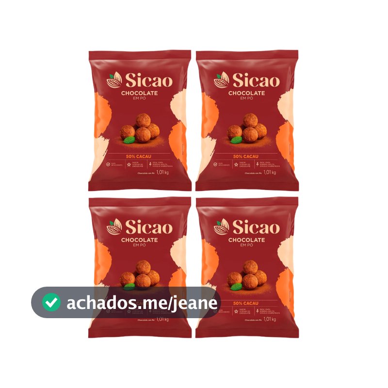 Kit 4 Chocolate em Pó 50% Cacau 1,01kg - Sicao