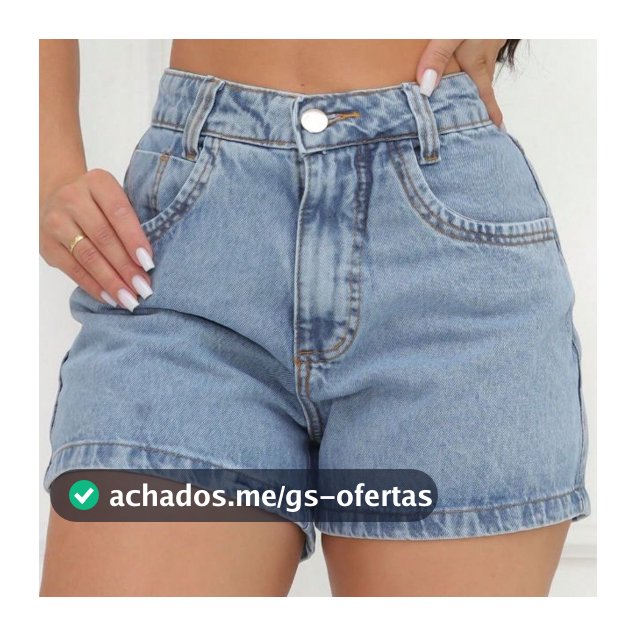 Short Jeans Feminino Marmorizado Sem Lycra Cintura Alta com Bolsos Compridinho Soltinho Confortável