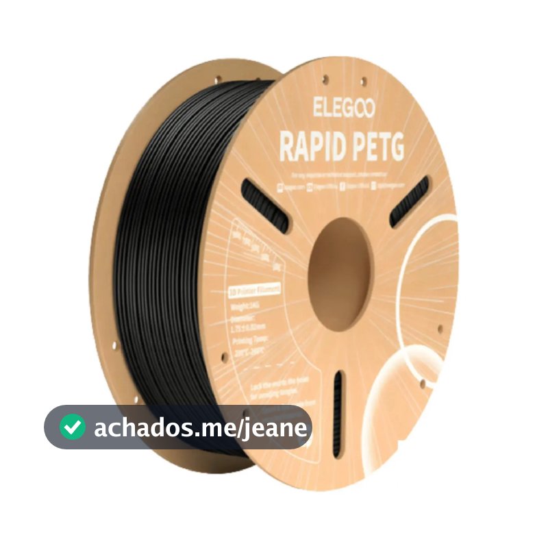 Filamento Pet-g Elegoo Rapid 1kg Preto 1.75mm Impressora 3d Preto Premium Para Imprimir Peças 3D Impressão 3D Cor Preta