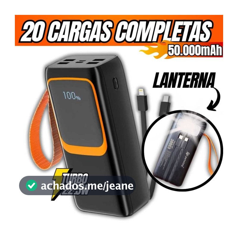 Power Bank Turbo 50000 mah 30000 mAh Super Rápido 22.5W 20000mah Tipo C e 10000 mah