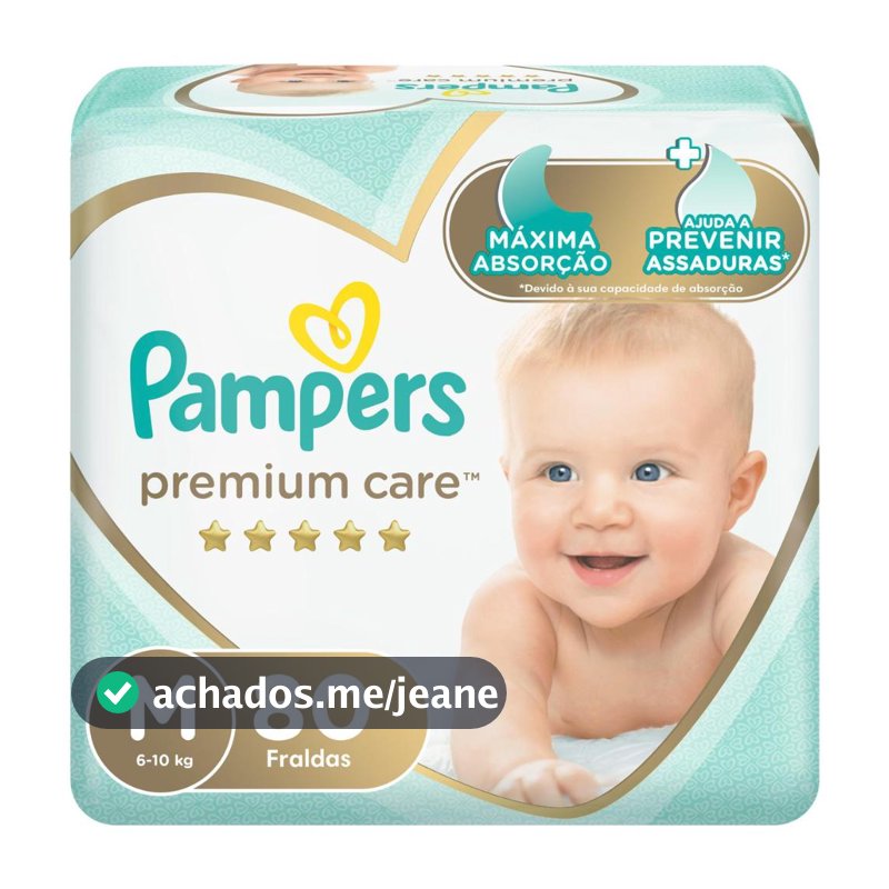 Fralda Pampers Premium Care Jumbo M 80 Unidades