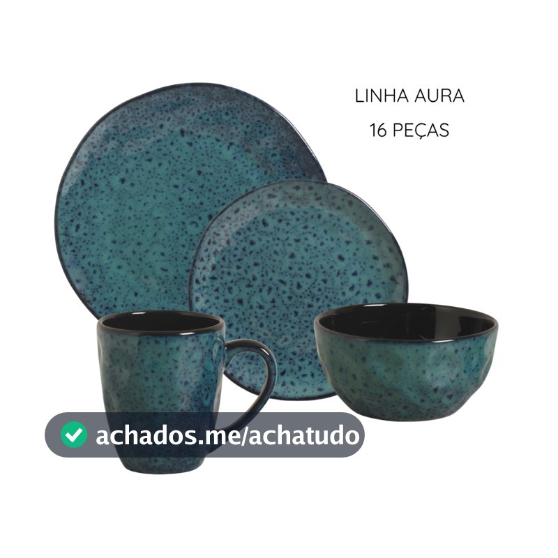 Aparelho de Jantar Linha Aura Orgânica 8 a 28 peças Mesa posta Prato Tigela Caneca Cerâmica Premium