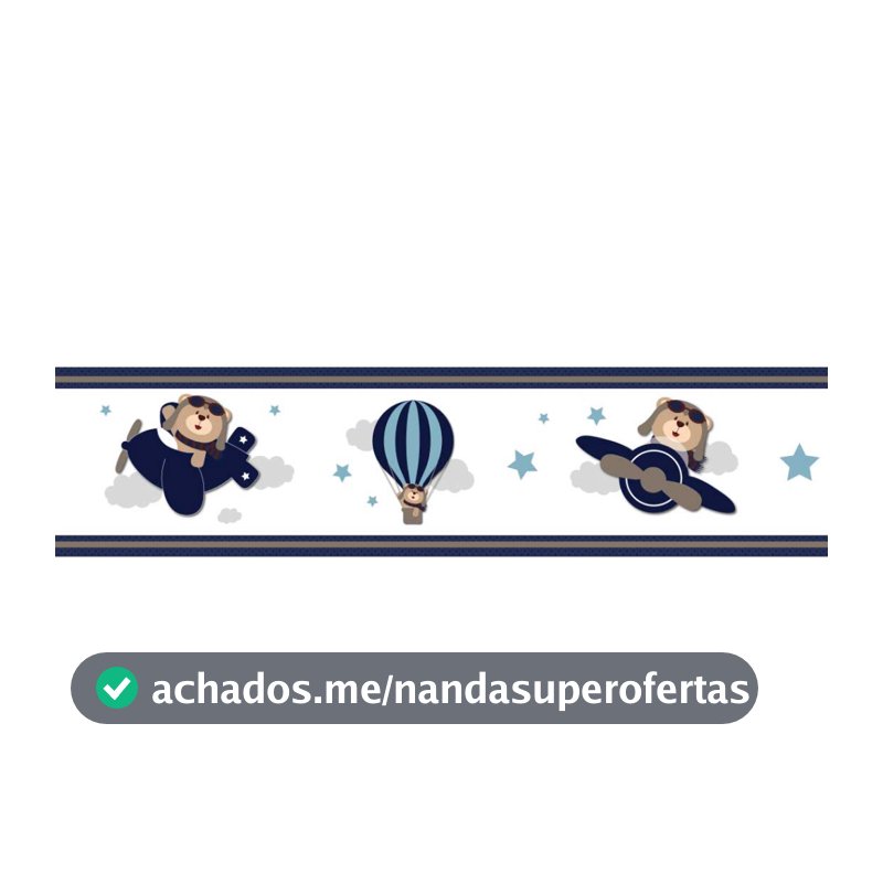 2 Faixas Adesiva Decorativa De Parede Urso Aviador Ursinho Baloeiro Infantil