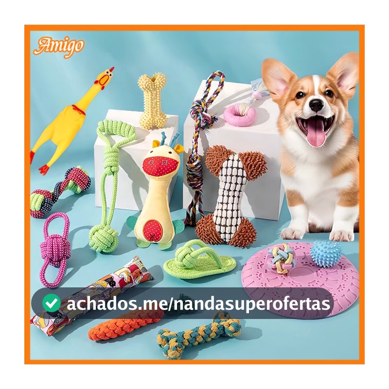 Kit 6/10 Brinquedos Mordedores para Filhotes Alivia Coceira na Gengiva Remove Placa Natura
