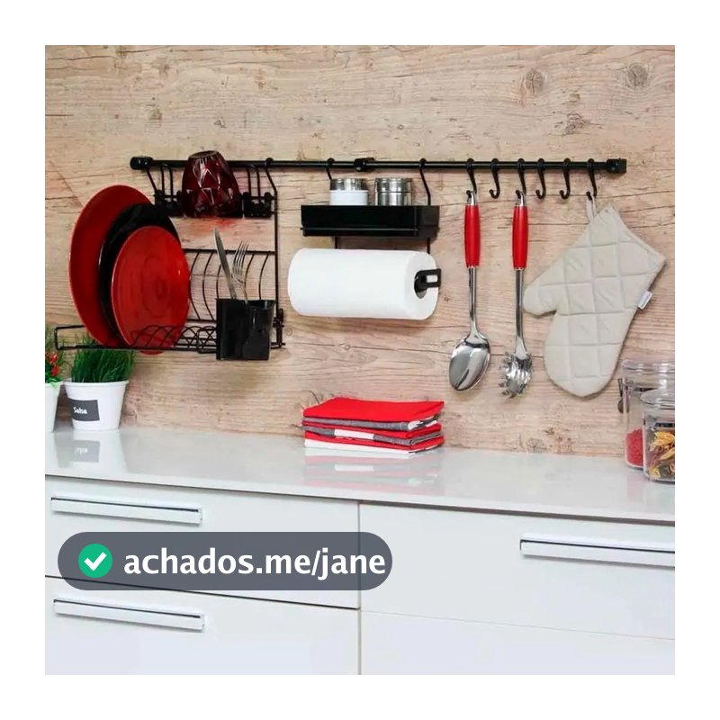 Cozinha Suspensa Escorredor Louça, Porta Rolo E Mantimentos