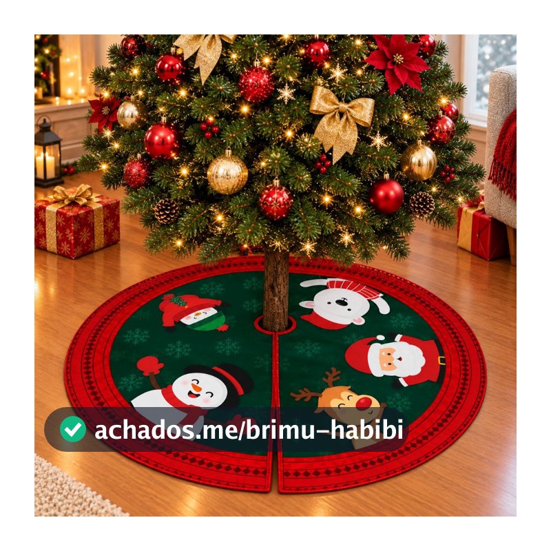 Saia Para Base De Árvore De Natal Laço 68 Cm Decoração Enfeite Natalino Natalina Estampada