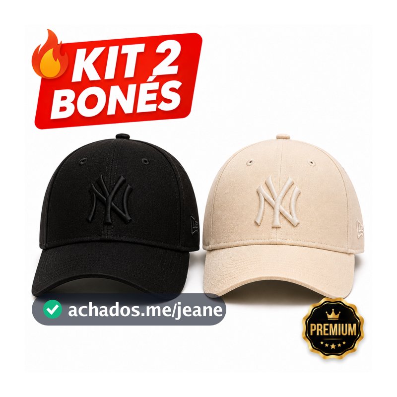 Kit 2 Bonés NY New York Feminino Masculino Bordado Premium Aba Curva Unissex Blogueira - ENVIO IMEDIATO