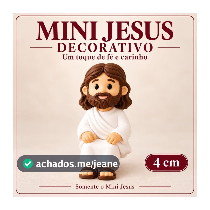 Mini Jesus Decorativo Sentado 4 cm Enfeite Religioso para Mesa Nicho e Prateleira — Unidade ou Kit com 5 e 10