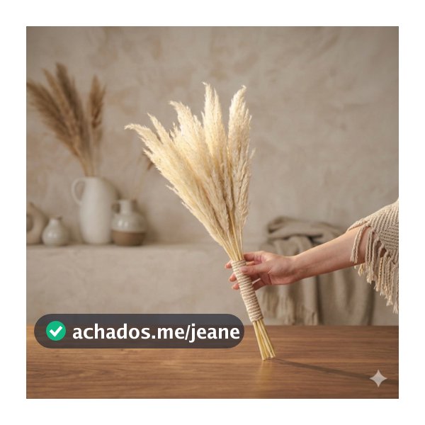 Mini Capim dos Pampas Desidratado 55cm | Arranjo Permanente Decoração Boho Sem Manutenção