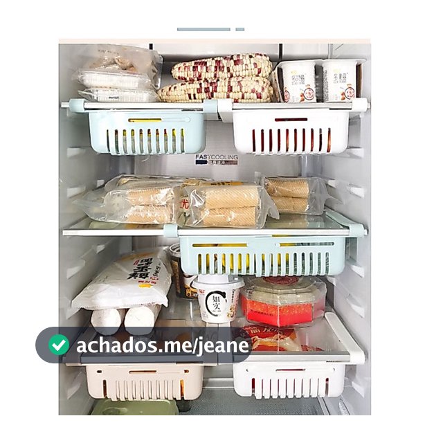 KIt 2 Peças Cesto Organizador De Geladeira Multiuso Gaveta Retrátil Ajustável Prático Portátil