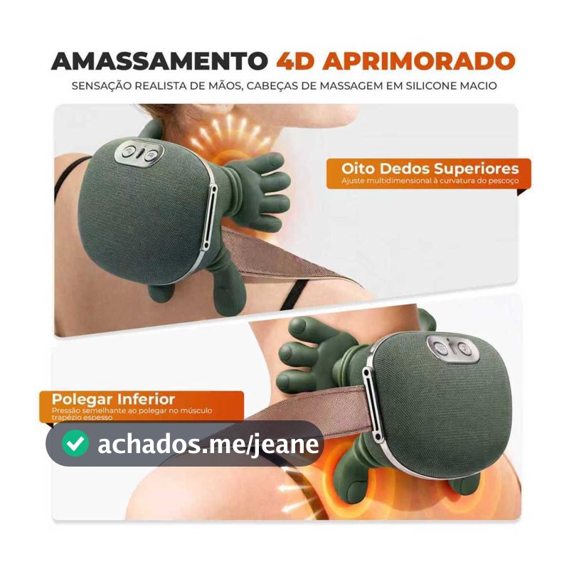 Massageador de Pescoço e Ombro 8 Pontos com Aquecimento | Alívio de Tensão e Relaxamento Profundo