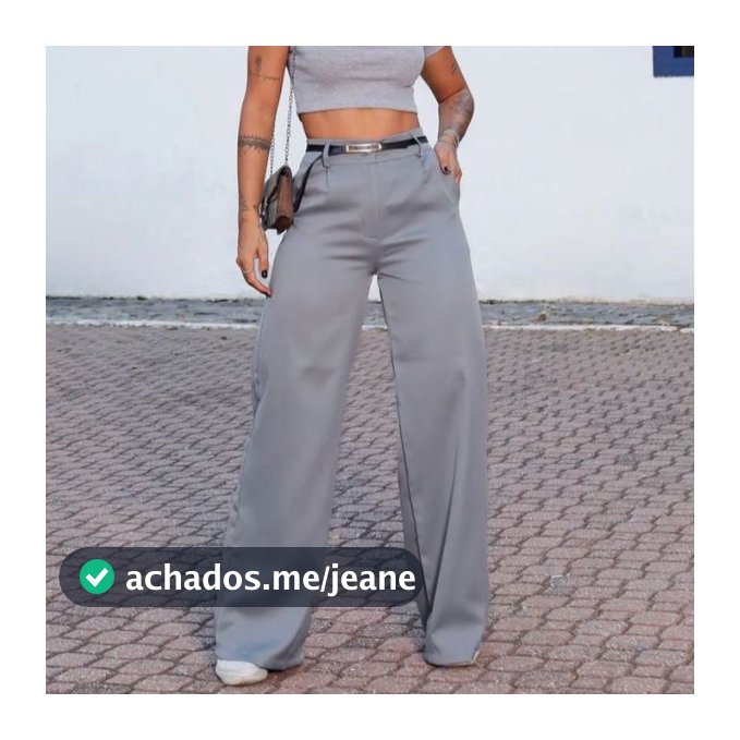 Calça Social Feminina Pantalona Alfaiataria Com Cinto