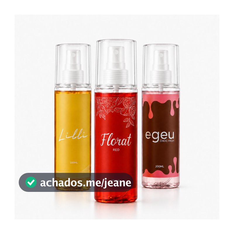 Kit 3 Body Splash Feminino Florat Red + Choc High + Lilli 200ml | Perfume Floral e Doce • Alta Fixação