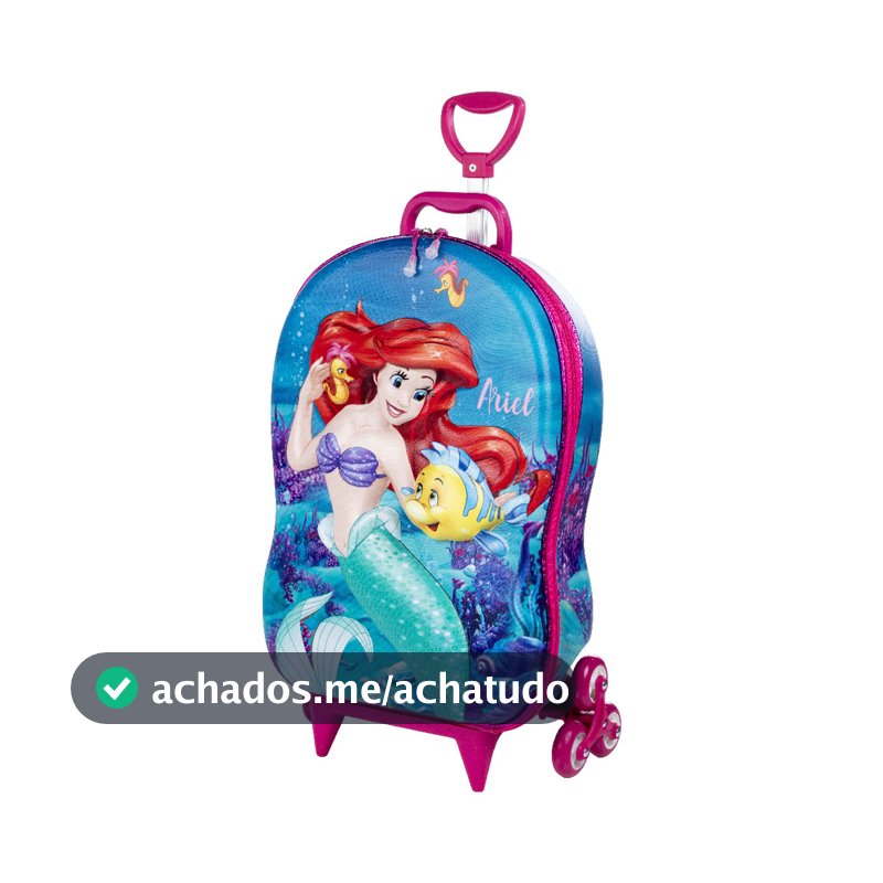 Mochila De Carrinho Pequena Sereia Infantil em 3d Rígida