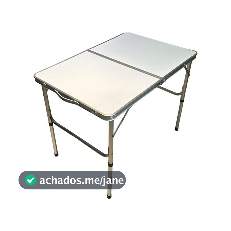 Mesa Dobrável Vira Maleta Alumínio Com Alça Camping Pesca Jardim Branco LuvinCo