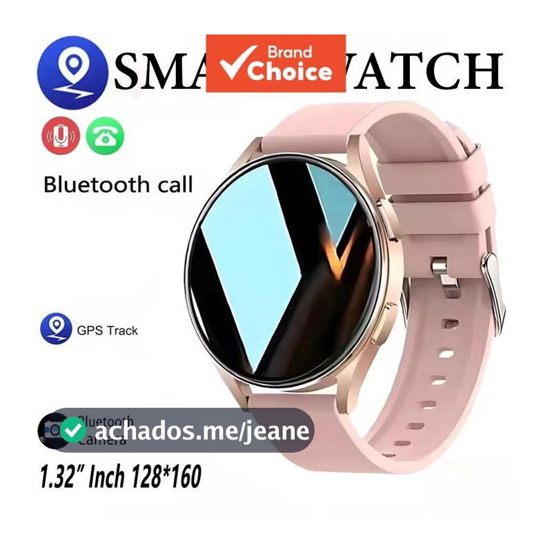 Novo Smartwatch com Tela AMOLED HD de 1,32 polegada, Chamada Bluetooth, Monitoramento de Saúde, Despertador, Relógio de