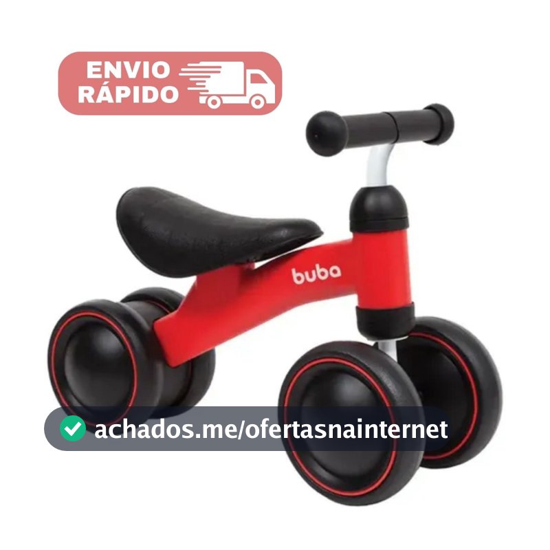 Bicicleta Equilíbrio Infantil Sem Pedal Buba Bebê Andador 1 Ano Estimula Coordenação - VERMELHO