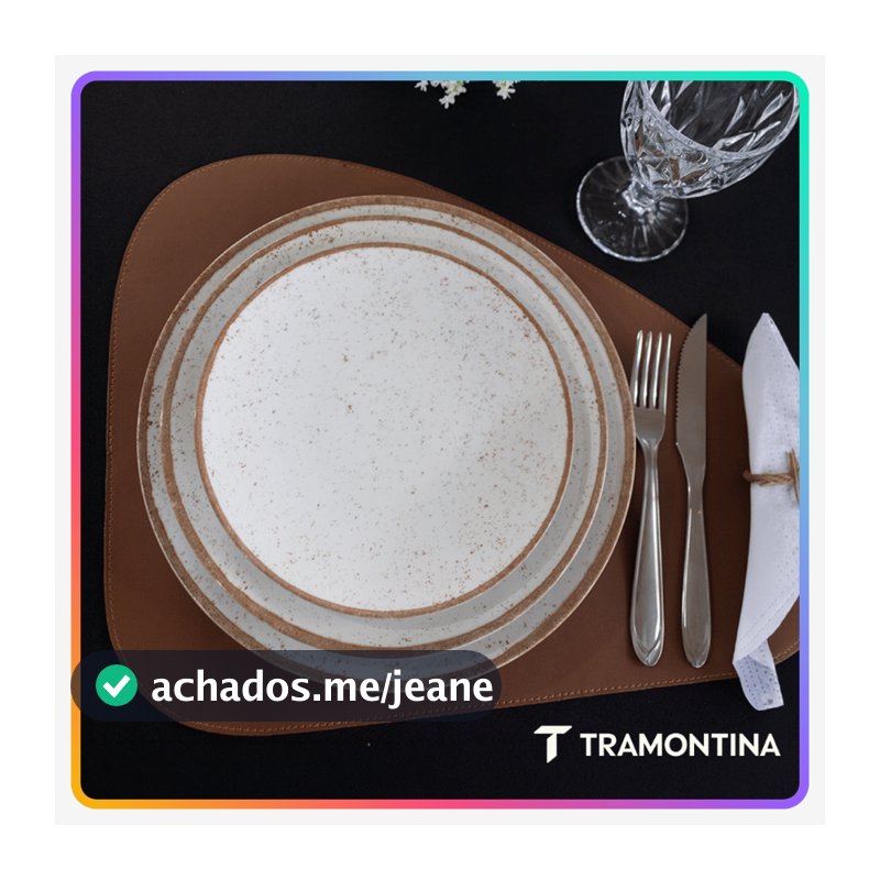 Jogo de Pratos Jantar Rústico Marrom Tramontina Porcelana Conjunto de Pratos Raso, Prato Fundo e Sobremesa Opções de Kit