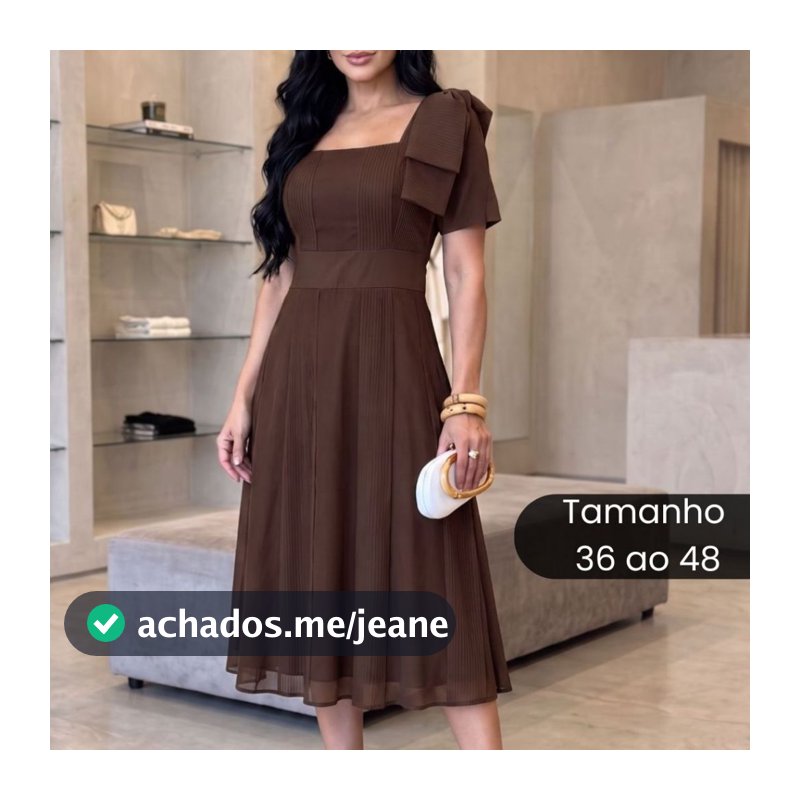 Vestido Feminino Midi Manga Elegante LUXO