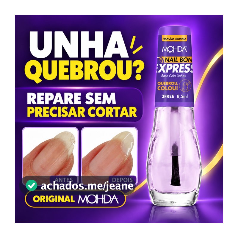 Reparador para Unha Quebrada Nail Bond Express Original Mohda 8,5ml – Base Cola 3Free