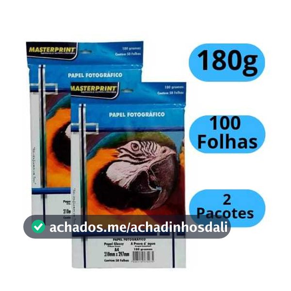 Papel Fotográfico 180g Glossy A4 Brilhante à Prova D'água MASTERPRINT