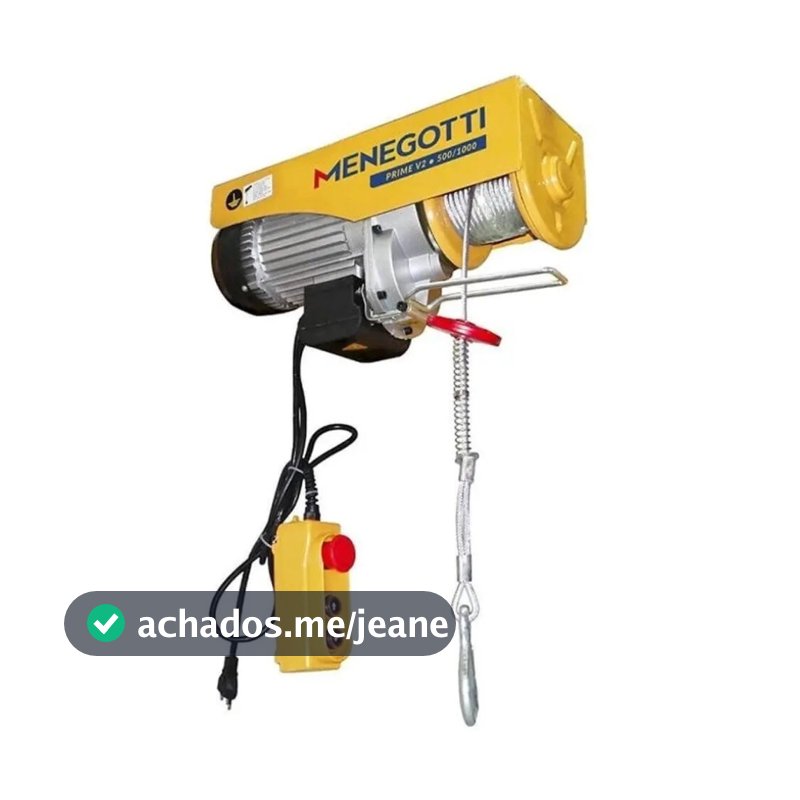 Talha Guincho Elétrico 1 Ton Elevação 12m 220V Menegotti