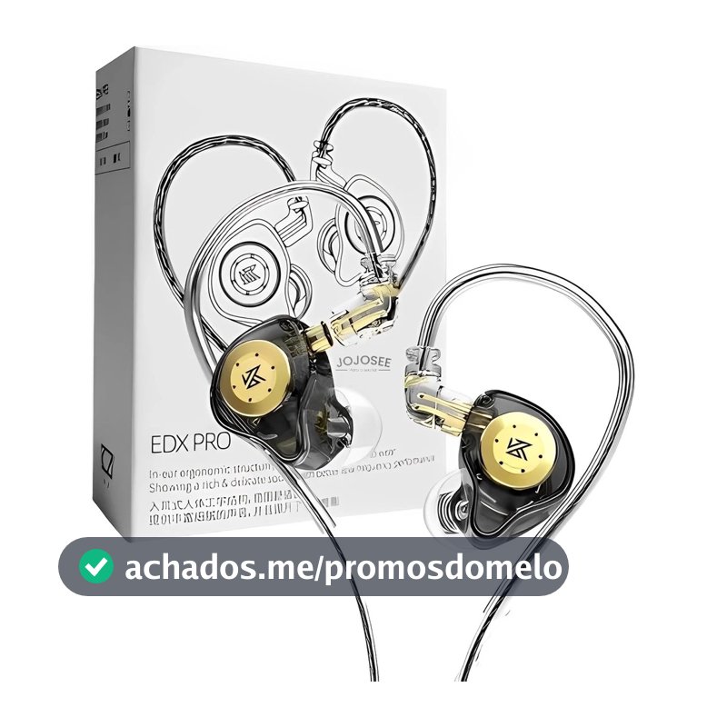 Fone De Ouvido Profissional JOJOSEE EDX Pro Intra-auricular, Driver Dinâmico Magnético de 10mm, Original