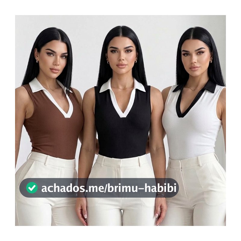 KIT Blusa Feminina Polo Regata Bicolor Canelada Moda Social Básica Casual Roupa Moda Feminina