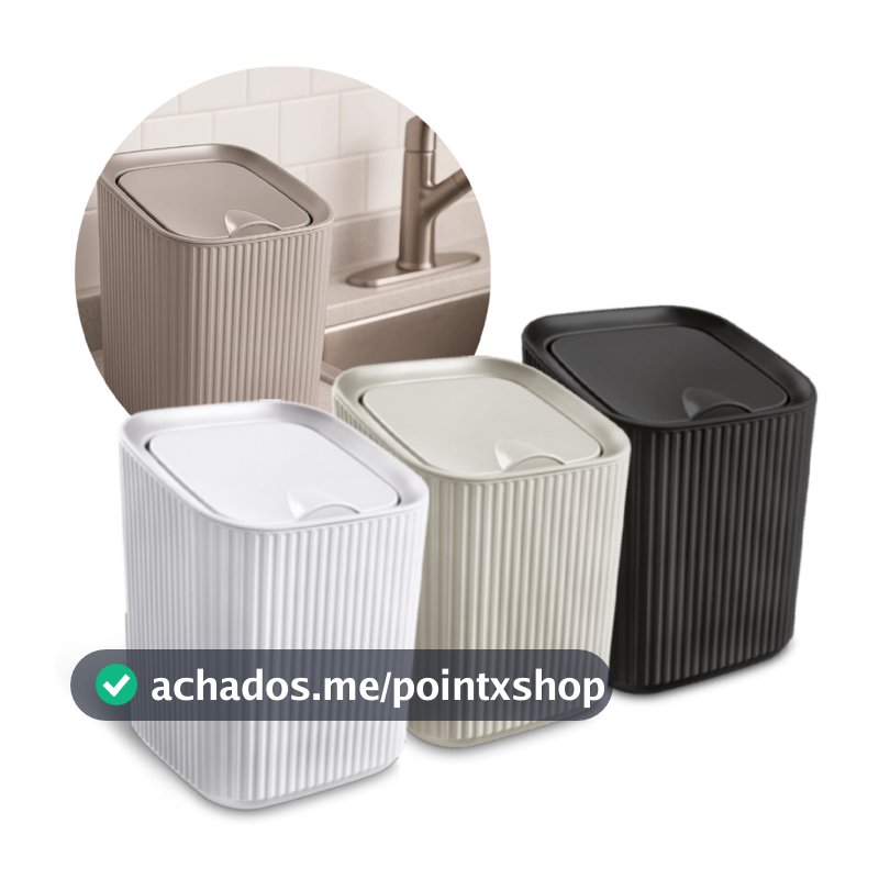 Lixeira Quadrada De Pia Cozinha 3L Minimalista Usual Utilidades