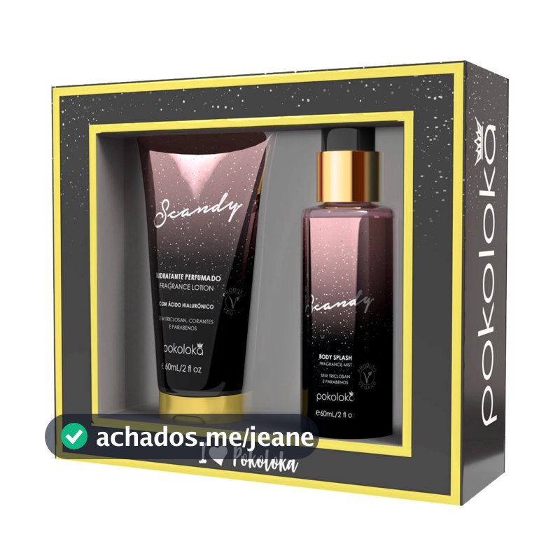 Kit Scandy (Body Splash 60ml + Hidratante 60ml) Pokoloka - "Na Caixa" creme spray corporal perfumado feminino unissex