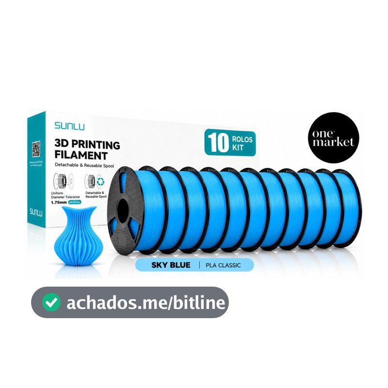 Kit 10kg Filamento Impressora 3d Sunlu PLA Classic Cor Sky Blue (Azul Céu)- OneMarket