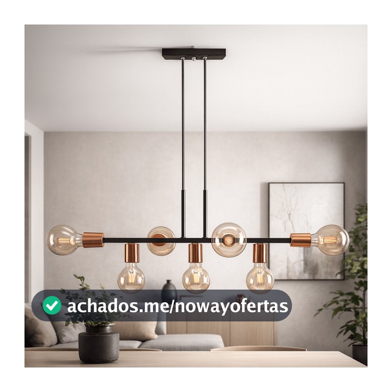 Lustre Pendente Industrial 7 Lâmpadas 68cm Moderno Decorativo Bivolt