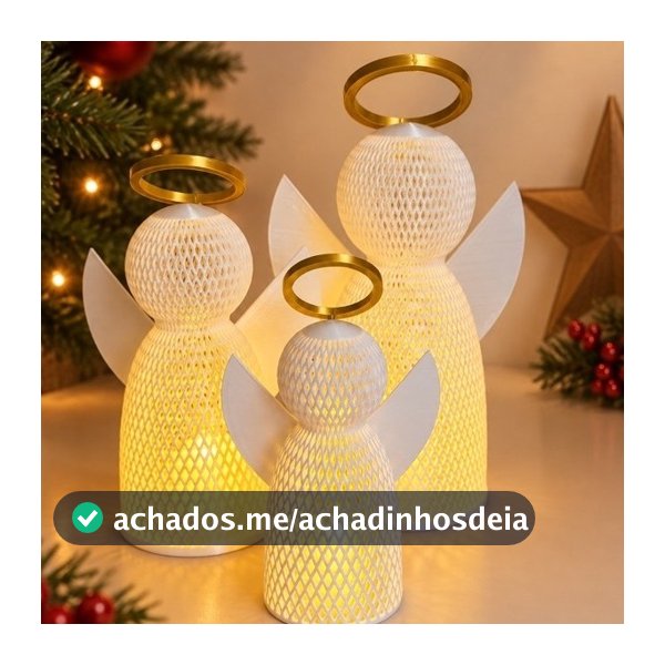 Anjo de Natal em Malha com Vela de LED – Decoração Natalina