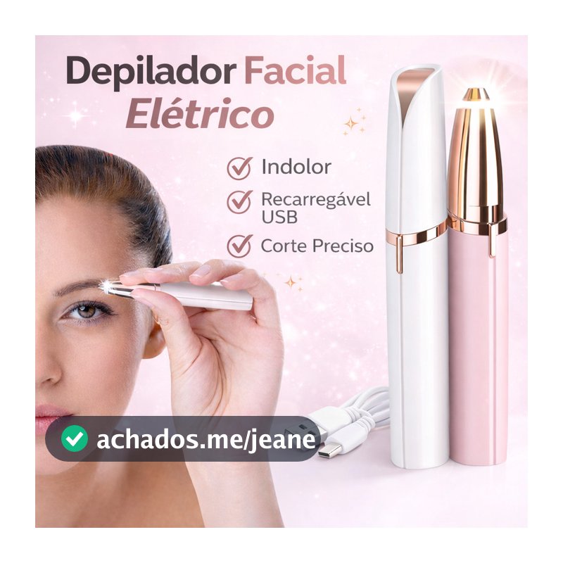 Depilador Facial Feminino USB Recarregável Aparador de Sobrancelha Buço Nariz Orelha Portátil SemDor