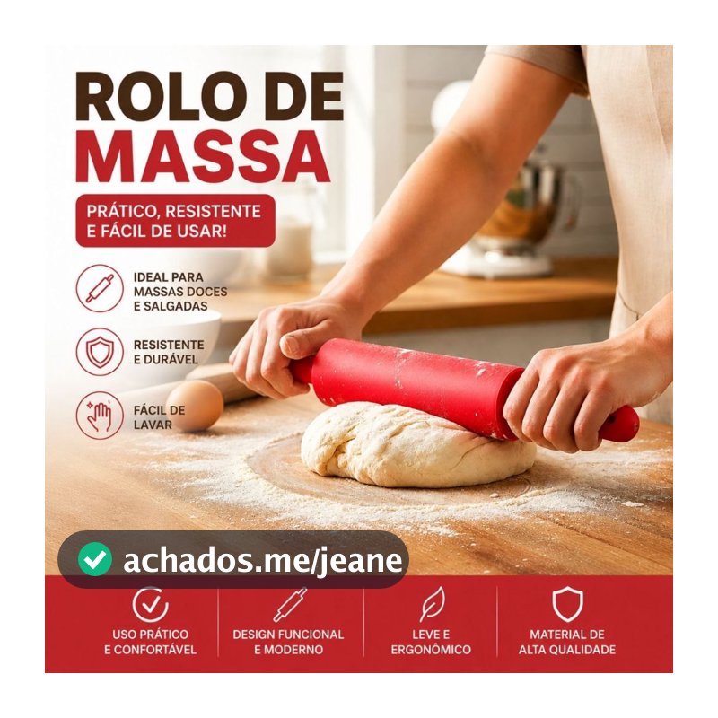 Rolo Abre Massa Silicone Antiaderente 30cm para Pizza Pão Pastel Torta Biscoito Utensílio de Cozinha