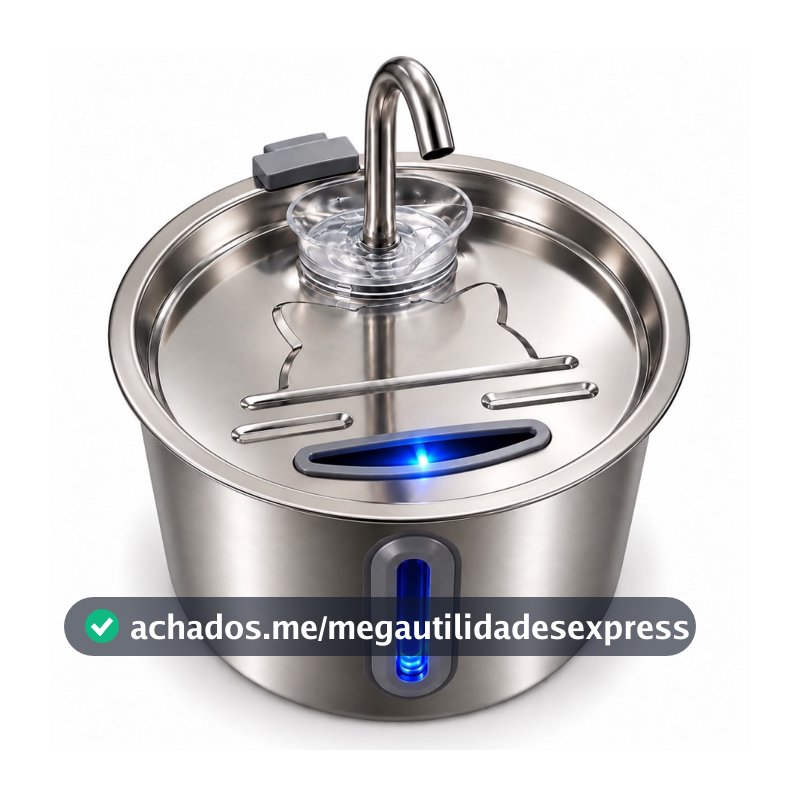 Aço Inoxidável Fonte para Gatos com Filtro Dispensador de água para Cães Bebedouro Gato Automático Super Silencioso