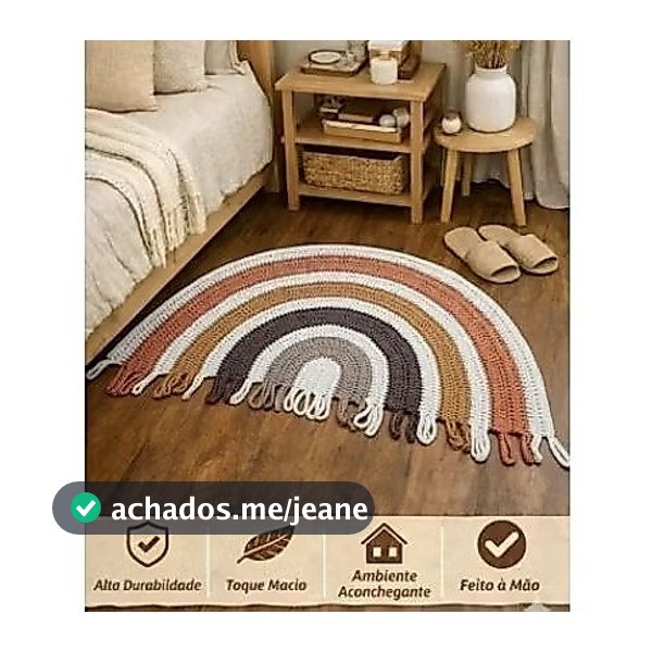 TAPETE MEIA LUA , ARCO-ÍRIS/CAPACHO TONS TERROSOS 50 a 90 cm tapete artesanal decorativo, quarto, sala